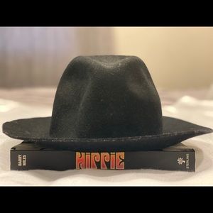 Black Felt Floppy Fedora Hat